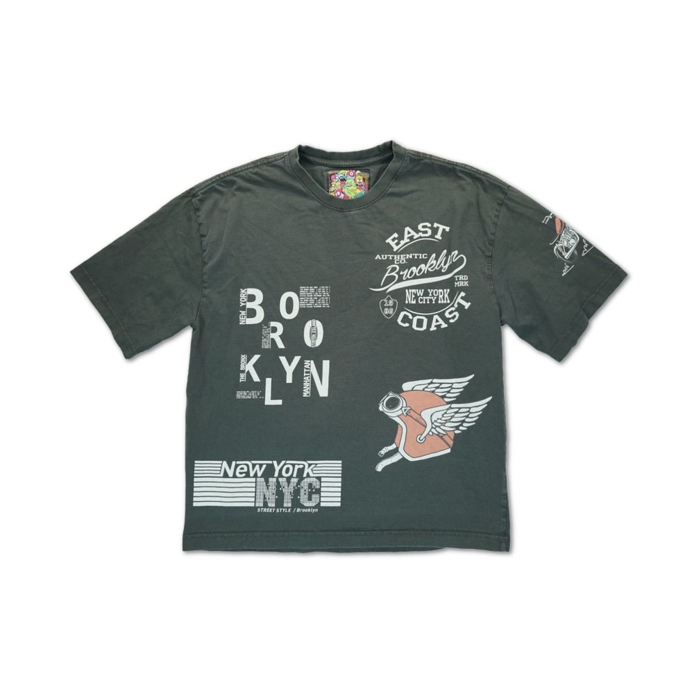 American Garage Biker Motorcycle NY Brooklyn Graphic‎ T-Shirt Gray Medium Men's